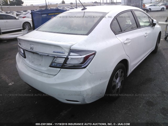 19XFB4F38EE200474 - 2014 HONDA CIVIC HYBRID L WHITE photo 4