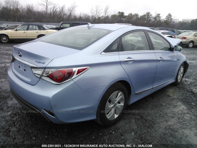 KMHEC4A42DA050545 - 2013 HYUNDAI SONATA HYBRID BLUE photo 4