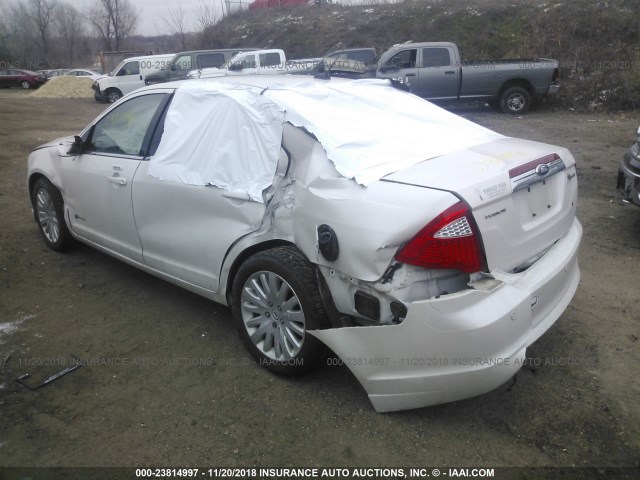 3FADP0L31AR350439 - 2010 FORD FUSION HYBRID WHITE photo 3