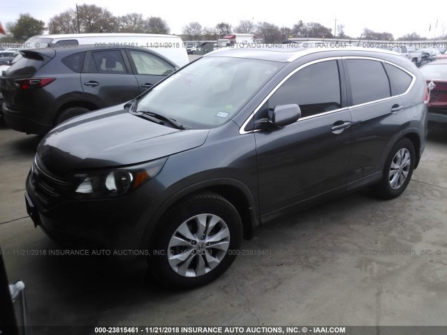 2HKRM3H70DH509710 - 2013 HONDA CR-V EXL GRAY photo 2