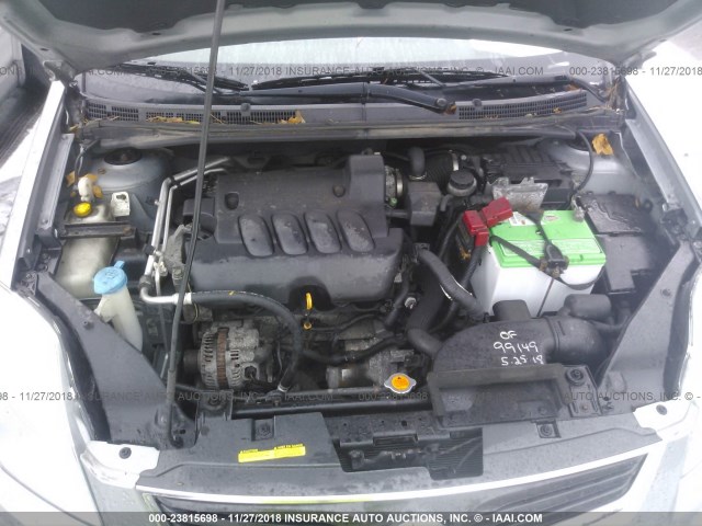 3N1AB6AP2AL702714 - 2010 NISSAN SENTRA 2.0/2.0S/SR/2.0SL ვერცხლისფერი ფოტო 10