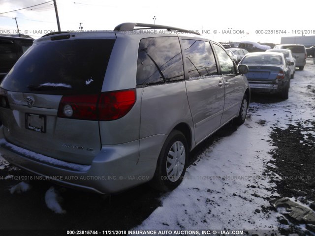 5TDZA23C86S393211 - 2006 TOYOTA SIENNA CE/LE SILVER photo 4