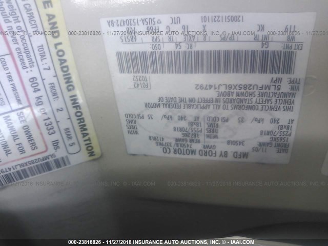 5LMFU285X6LJ14792 - 2006 LINCOLN NAVIGATOR Ақ фото 9