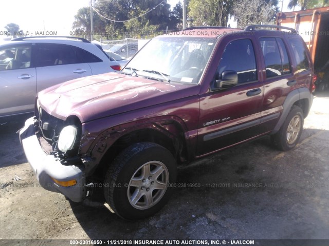 1J4GK48K73W684918 - 2003 JEEP LIBERTY SPORT/FREEDOM MAROON photo 2