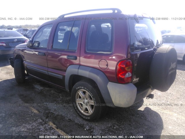 1J4GK48K73W684918 - 2003 JEEP LIBERTY SPORT/FREEDOM MAROON photo 3