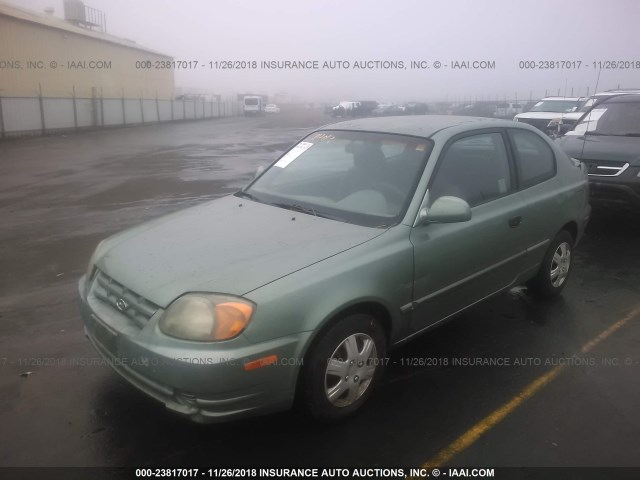 KMHCG35C74U309102 - 2004 HYUNDAI ACCENT GL GREEN photo 2