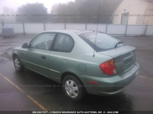 KMHCG35C74U309102 - 2004 HYUNDAI ACCENT GL GREEN photo 3