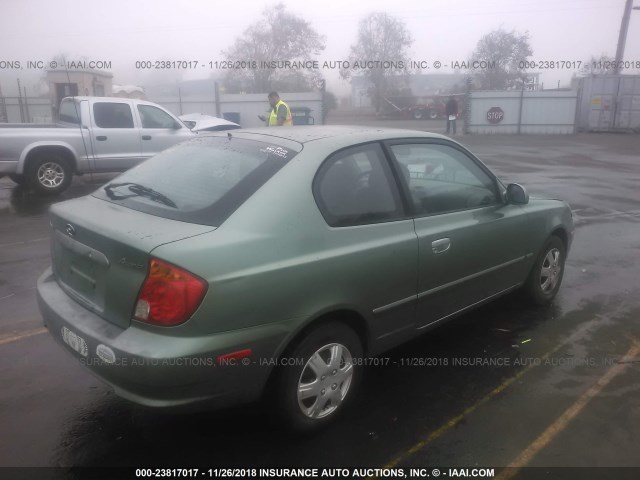 KMHCG35C74U309102 - 2004 HYUNDAI ACCENT GL GREEN photo 4