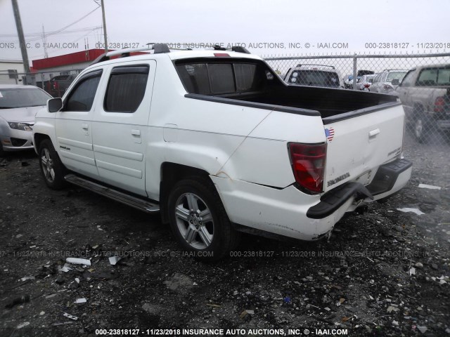 5FPYK1F52BB004262 - 2011 HONDA RIDGELINE RTL WHITE photo 3