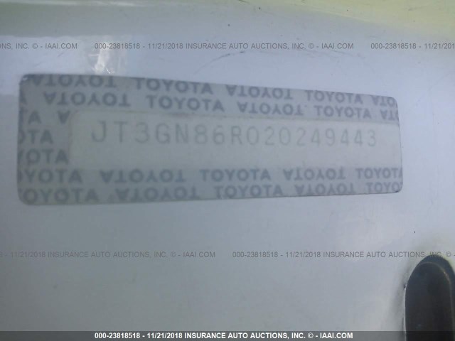 JT3GN86R020249443 - 2002 TOYOTA 4RUNNER SR5 WHITE photo 9