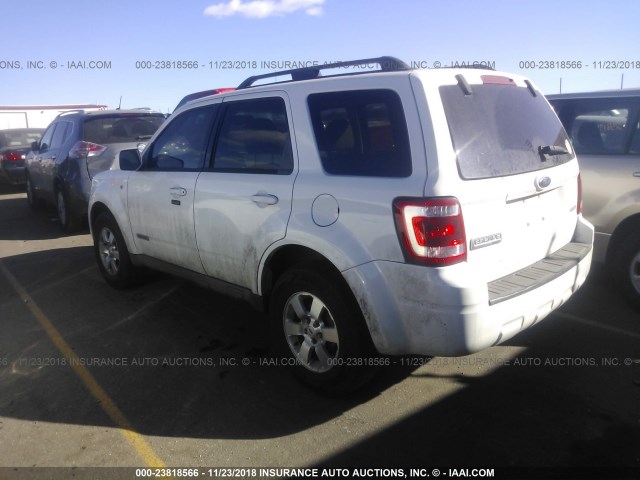 1FMCU94188KA62492 - 2008 FORD ESCAPE LIMITED WHITE photo 3