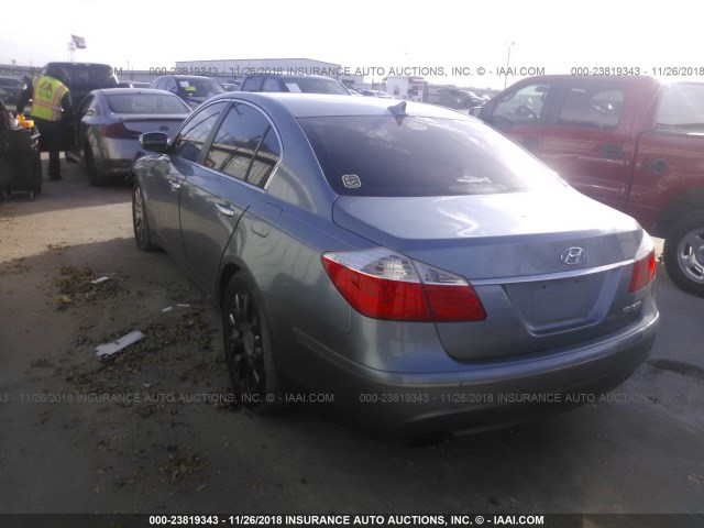 KMHGC46E79U016942 - 2009 HYUNDAI GENESIS 3.8L Light Blue photo 3