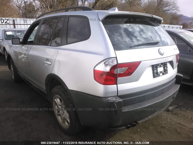 WBXPA73435WC45646 - 2005 BMW X3 2.5I SILVER photo 3