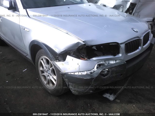 WBXPA73435WC45646 - 2005 BMW X3 2.5I SILVER photo 6