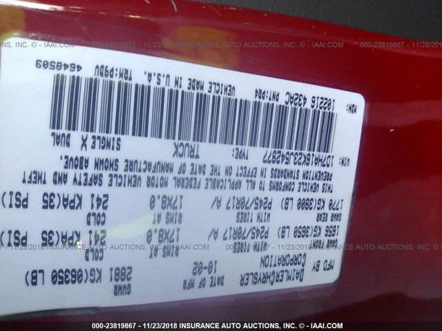 1D7HA16K23J542977 - 2003 DODGE RAM 1500 ST RED photo 9