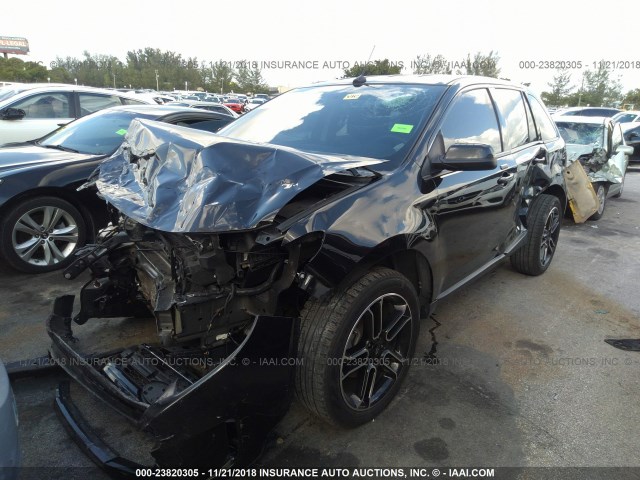 2FMDK3JC8DBB35197 - 2013 FORD EDGE SEL BLACK photo 2