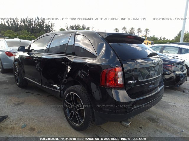 2FMDK3JC8DBB35197 - 2013 FORD EDGE SEL BLACK photo 3