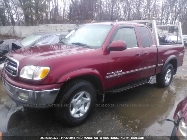 5TBBT48122S320384 - 2002 TOYOTA TUNDRA ACCESS CAB LIMITED RED photo 2