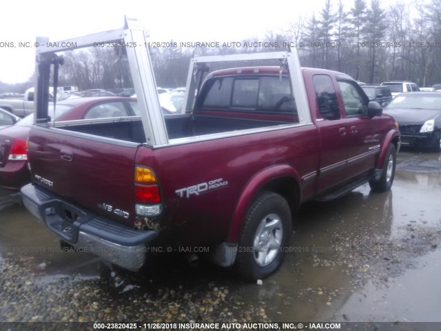 5TBBT48122S320384 - 2002 TOYOTA TUNDRA ACCESS CAB LIMITED RED photo 4