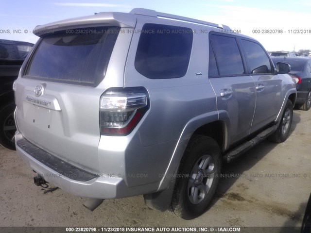 JTEBU5JR8G5392046 - 2016 TOYOTA 4RUNNER SR5 PREM/LTDL/TRAIL/TRD SILVER photo 4