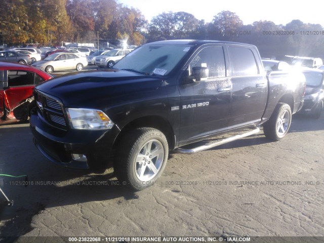 1C6RD7MT1CS122939 - 2012 DODGE RAM 1500 SPORT BLACK photo 2