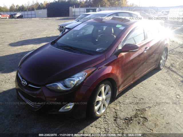 5NPDH4AE6DH184932 - 2013 HYUNDAI ELANTRA GLS/LIMITED RED photo 2