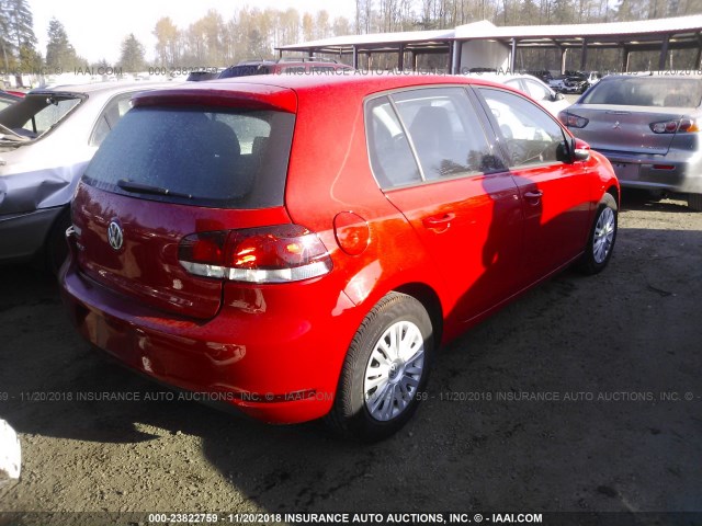 WVWDB7AJ5CW213622 - 2012 VOLKSWAGEN GOLF RED photo 4