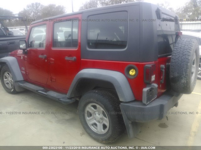 1J4GA39159L752923 - 2009 JEEP WRANGLER UNLIMITE X RED photo 3