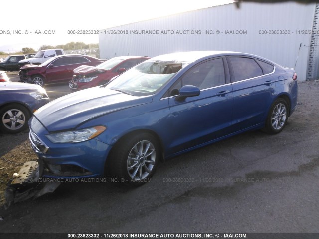 3FA6P0G74HR380096 - 2017 FORD FUSION S BLUE photo 2