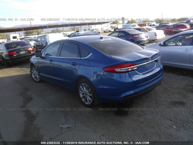 3FA6P0G74HR380096 - 2017 FORD FUSION S BLUE photo 3