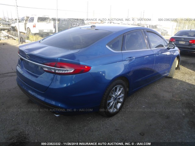 3FA6P0G74HR380096 - 2017 FORD FUSION S BLUE photo 4