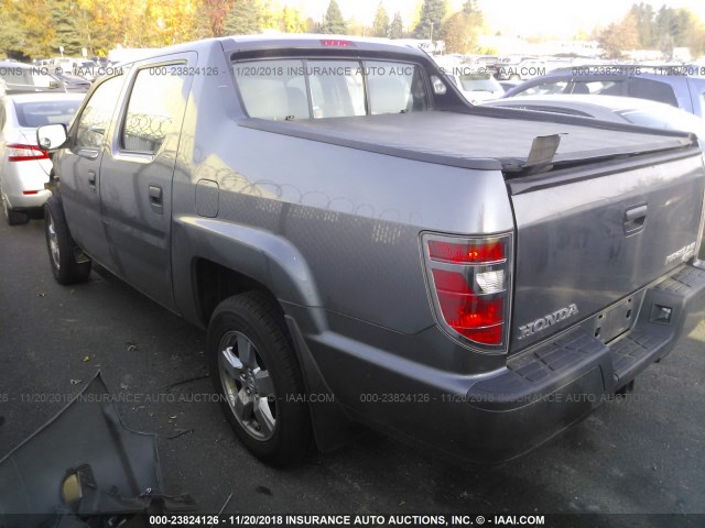 5FPYK1F29CB453302 - 2012 HONDA RIDGELINE RT GRAY photo 3