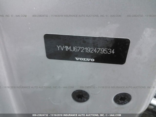 YV1MJ672192479534 - 2009 VOLVO V50 T5 SILVER photo 9