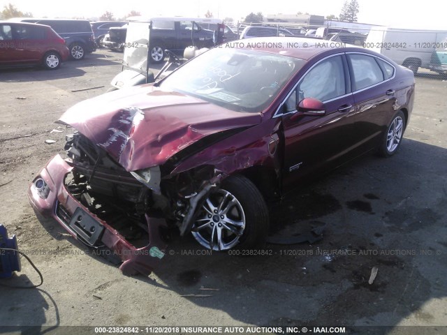 3FA6P0SU5FR281524 - 2015 FORD FUSION TITANIUM PHEV RED photo 2