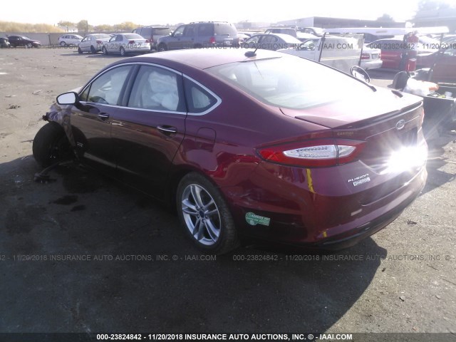 3FA6P0SU5FR281524 - 2015 FORD FUSION TITANIUM PHEV RED photo 3