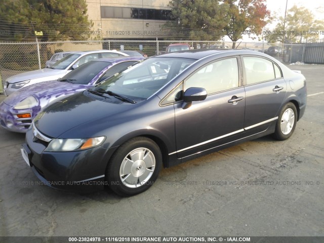 JHMFA36268S009740 - 2008 HONDA CIVIC HYBRID BLUE photo 2