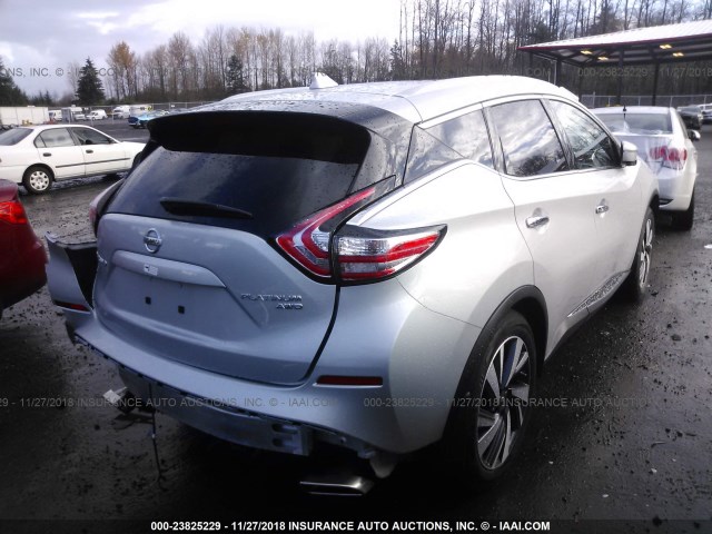 5N1AZ2MH5JN175477 - 2018 NISSAN MURANO S/SL/SV/PLATINUM SILVER photo 4