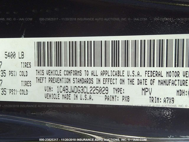 1C4BJWDG3CL225029 - 2012 JEEP WRANGLER UNLIMITE SPORT BLACK photo 9