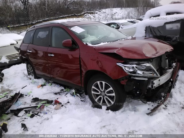 5N1AR2MM4FC681513 - 2015 NISSAN PATHFINDER S/SV/SL/PLATINUM RED photo 1
