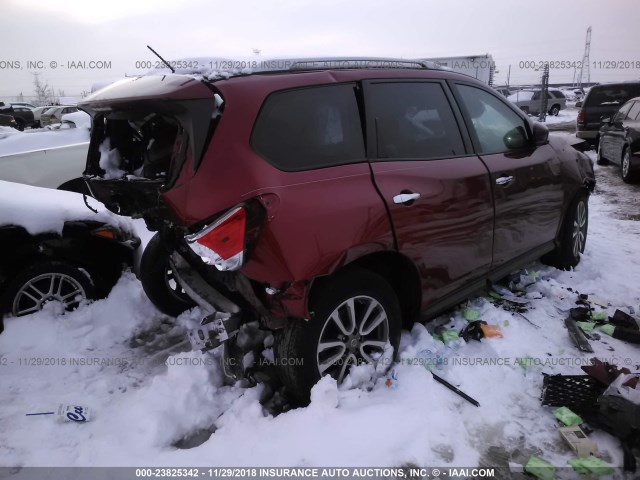 5N1AR2MM4FC681513 - 2015 NISSAN PATHFINDER S/SV/SL/PLATINUM RED photo 4