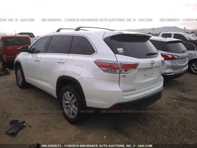 5TDZKRFH8GS172562 - 2016 TOYOTA HIGHLANDER LE/LE PLUS WHITE photo 3