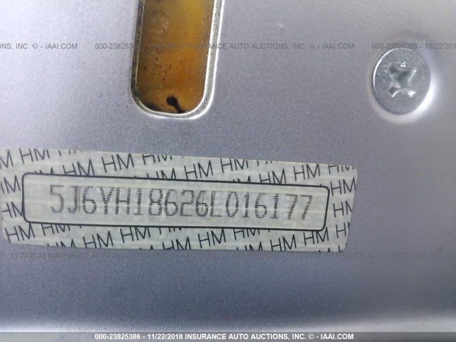 5J6YH18626L016177 - 2006 HONDA ELEMENT EX SILVER photo 9