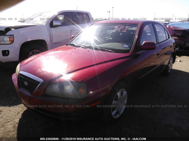 KMHDN46D15U950531 - 2005 HYUNDAI ELANTRA GLS/GT RED photo 2