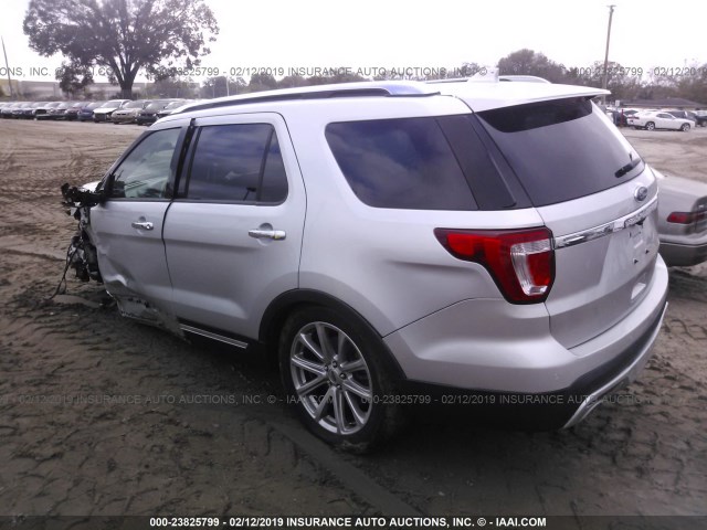 1FM5K7F82GGA26750 - 2016 FORD EXPLORER LIMITED SILVER photo 3