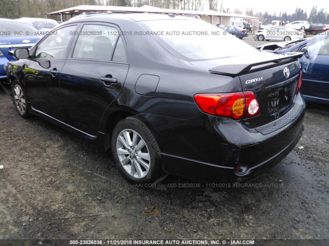 1NXBU40E29Z107388 - 2009 TOYOTA COROLLA S/LE/XLE BLACK photo 3