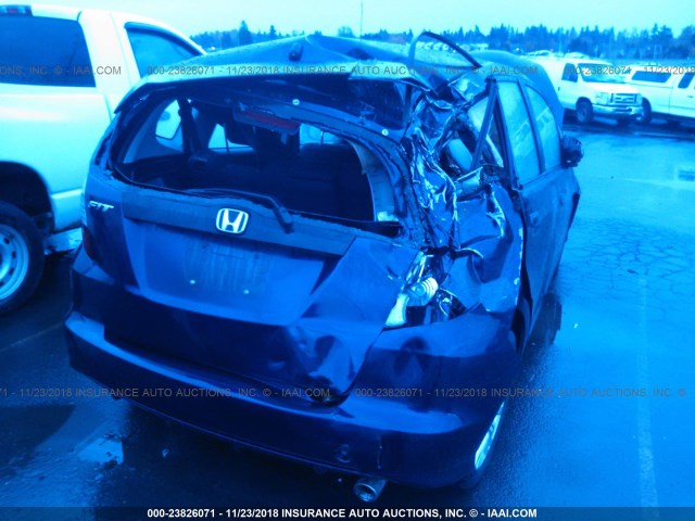 JHMGE8H46AC029071 - 2010 HONDA FIT SPORT Dark Blue photo 6