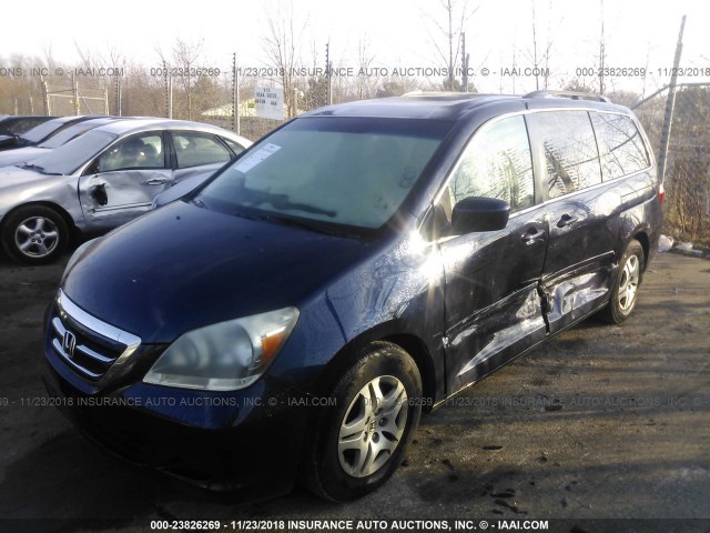 5FNRL38716B027302 - 2006 HONDA ODYSSEY EXL BLUE photo 2