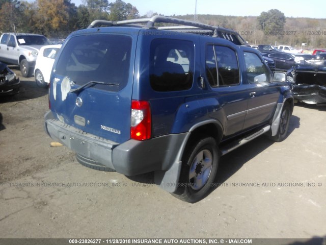 5N1ED28T92C540688 - 2002 NISSAN XTERRA XE/SE BLUE photo 4