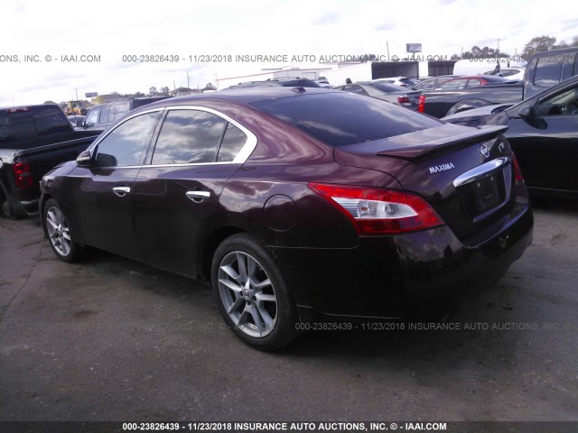 1N4AA5AP2AC870901 - 2010 NISSAN MAXIMA S/SV MAROON photo 3