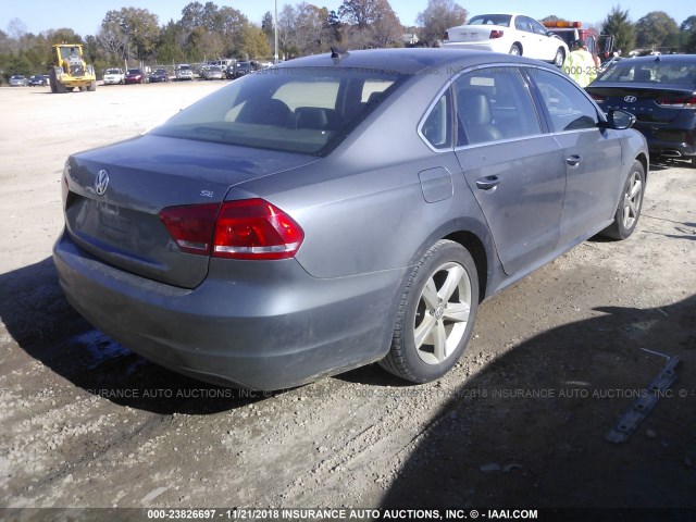 1VWBP7A31CC053666 - 2012 VOLKSWAGEN PASSAT SE GRAY photo 4